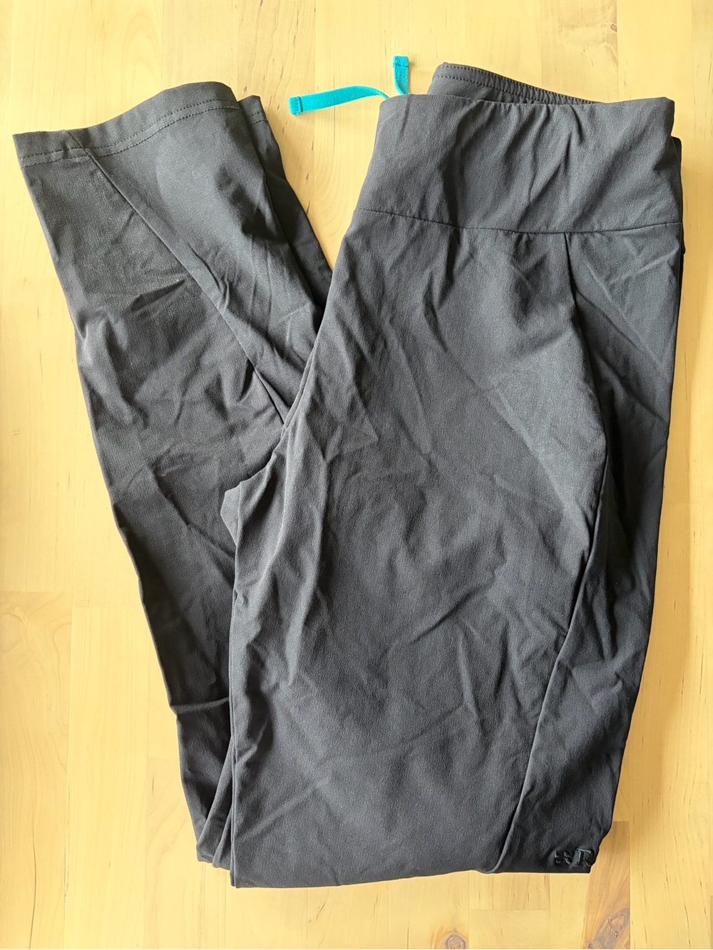 Women's Black Track Jogger Pants with Blue Drawstring